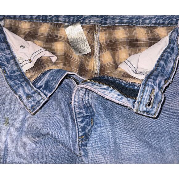 Carhartt Thrashed Flannel Lined Plaid Jean Pants 32x31 Warm Fall Utility Grunge - Picture 8 of 11